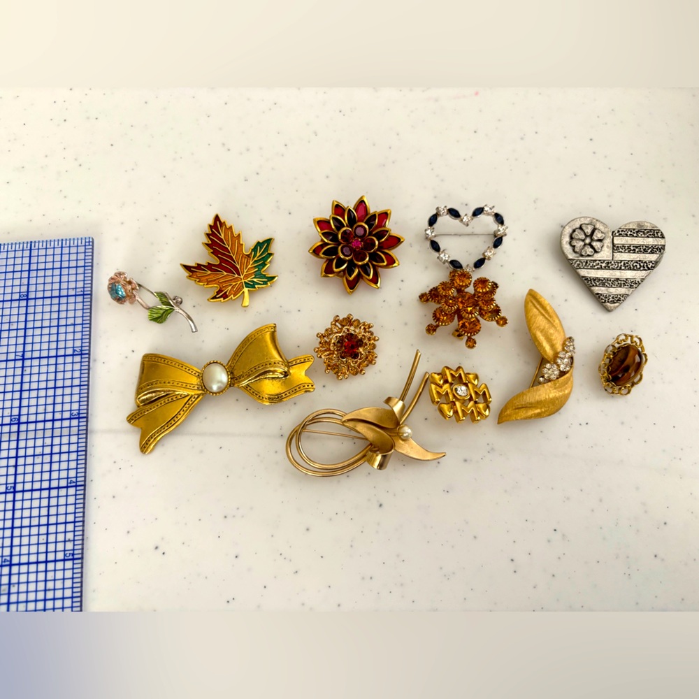 Elegant Lot of 12 various brooches.
